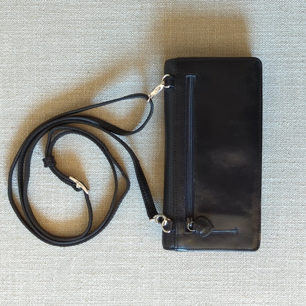 Vintage Brighton Crossbody Wallet heart motif leather - Picture 2 of 6